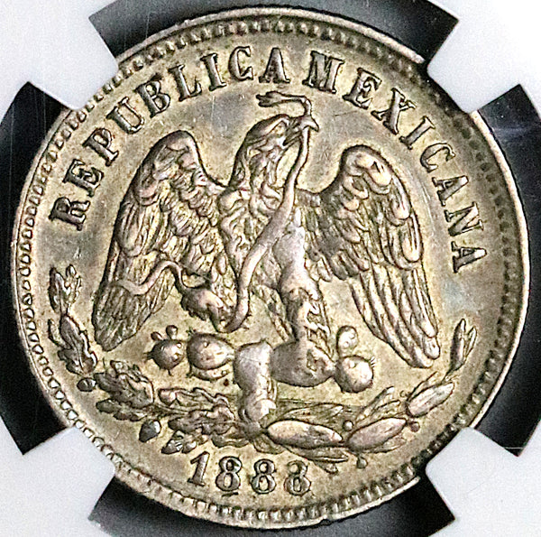 1888-Cn NGC XF 45 Mexico 25 Centavos Rare Culiacan Silver 86k Coin (24121004C)