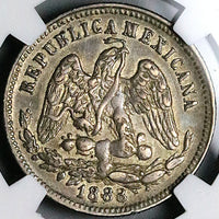 1888-Cn NGC XF 45 Mexico 25 Centavos Rare Culiacan Silver 86k Coin (24121004C)