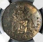 1888-Go NGC AU 58 Mexico 25 Centavos Guanajuato Mint Silver Coin (23070801C)