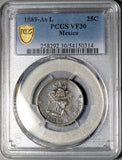 1889-As PCGS VF 30 Mexico 25 Centavos Rare 14k Alamos Mint Silver Coin (26090503C)