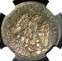 1889-Ga NGC MS 63 Mexico 25 Centavos Guadalajara Rare Silver Coin (24110301C)