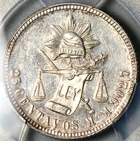 1889-Mo PCGS AU Mexico City 25 Centavos Balance Scale Silver Coin (25092904C)