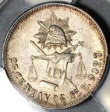 1890-Cn PCGS UNC Mexico 25 Centavos Rare Culiacan Silver 91k Coin (25070902C)