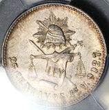 1890-Cn PCGS UNC Mexico 25 Centavos Rare Culiacan Silver 91k Coin (25070902C)