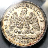 1890-Cn PCGS UNC Mexico 25 Centavos Rare Culiacan Silver 91k Coin (25070902C)
