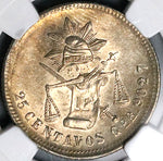 1890-Go NGC MS 62 Mexico 25 Centavos Guanajuato Mint State Silver Coin (25061601C)