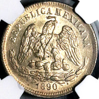 1890-Go NGC MS 62 Mexico 25 Centavos Guanajuato Mint State Silver Coin (25061601C)