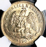 1890-Go NGC MS 62 Mexico 25 Centavos Guanajuato Mint State Silver Coin (25061601C)