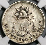 1890-Ho NGC XF 40 Mexico 25 Centavos Hermosillo Rare 18k Silver Coin POP 1/0 (24121005C)