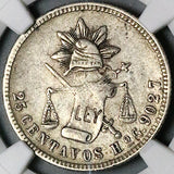 1890-Ho NGC XF 40 Mexico 25 Centavos Hermosillo Rare 18k Silver Coin POP 1/0 (24121005C)
