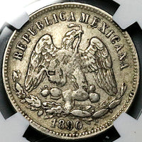 1890-Ho NGC XF 40 Mexico 25 Centavos Hermosillo Rare 18k Silver Coin POP 1/0 (24121005C)