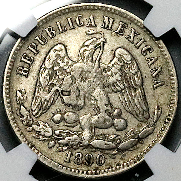 1890-Ho NGC XF 40 Mexico 25 Centavos Hermosillo Rare 18k Silver Coin POP 1/0 (24121005C)
