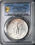 1921 PCGS UNC Mexico 2 Dos Pesos Independence Centennial Silver Coin (25032801C)
