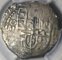 1614 PCGS VF Mexico 2 Reales Cob Philip III Spain Colony Rare Overdate Error Silver Coin (24120902C)