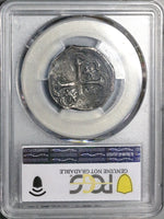 1614 PCGS VF Mexico 2 Reales Cob Philip III Spain Colony Rare Overdate Error Silver Coin (24120902C)