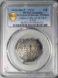 1614 PCGS VF Mexico 2 Reales Cob Philip III Spain Colony Rare Overdate Error Silver Coin (24120902C)