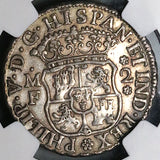 1741-Mo NGC XF 45 Mexico 2 Reales Philip V Spain Colonial Pillars Globes Coin (24021202C)