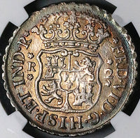 1753-Mo NGC XF Mexico 2 Reales Pillars Ferdinand V Colonial Silver Coin (25021601C)