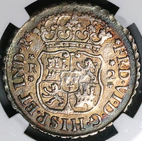 1753-Mo NGC XF Mexico 2 Reales Pillars Ferdinand V Colonial Silver Coin (25021601C)