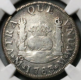 1763/53 NGC F Mexico 2 Reales Rare Overdate Charles III Spain Colonial Silver Coin (25100401C)