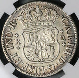 1763/53 NGC F Mexico 2 Reales Rare Overdate Charles III Spain Colonial Silver Coin (25100401C)