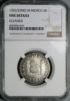 1763/53 NGC F Mexico 2 Reales Rare Overdate Charles III Spain Colonial Silver Coin (25100401C)