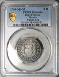 1764 PCGS F Mexico 2 Reales Charles III Pillars Globes Silver Coin (25082202C)