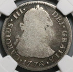 1776 NGC AG 3 Mexico 2 Reales Charles III Colonial Spain Revolution Silver Coin (24070402C)
