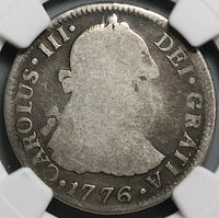 1776 NGC AG 3 Mexico 2 Reales Charles III Colonial Spain Revolution Silver Coin (24070402C)