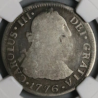 1776 NGC AG 3 Mexico 2 Reales Charles III Colonial Spain Revolution Silver Coin (24070402C)