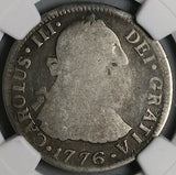 1776 NGC AG 3 Mexico 2 Reales Charles III Colonial Spain Revolution Silver Coin (24070402C)