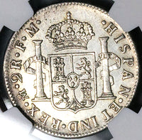1776 NGC AU Mexico 2 Reales Charles III Spain Colonial Revolution Silver Coin (24052201C)