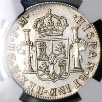 1776 NGC AU Mexico 2 Reales Charles III Spain Colonial Revolution Silver Coin (24052201C)