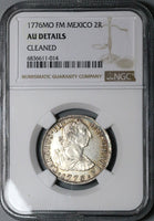 1776 NGC AU Mexico 2 Reales Charles III Spain Colonial Revolution Silver Coin (24052201C)