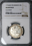 1776 NGC AU Mexico 2 Reales Charles III Spain Colonial Revolution Silver Coin (24052201C)