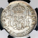 1776 NGC AU Mexico 2 Reales Charles III Spain Colonial Revolution Silver Coin (24041301C)