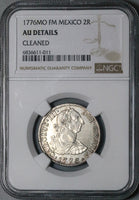 1776 NGC AU Mexico 2 Reales Charles III Spain Colonial Revolution Silver Coin (24041301C)