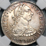 1776 NGC AU Mexico 2 Reales Charles IV Pillars Spain Colonial Silver Coin (25012102C)