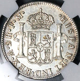 1776 NGC AU Mexico 2 Reales Charles IV Pillars Spain Colonial Silver Coin (25012102C)