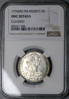 1776 NGC UNC Mexico 2 Reales Charles III Spain Colonial Revolution Silver Coin (24101702C)