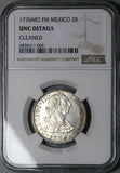 1776 NGC UNC Mexico 2 Reales Charles III Spain Colonial Revolution Silver Coin (24101702C)