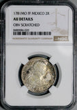 1781 NGC AU Mexico 2 Reales Charles III Spain Colony Silver Coin (26041702C)