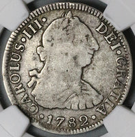 1782-Mo NGC F 12 Mexico 2 Reales Charles III Spain Colony Silver Coin (24071902C)