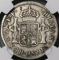 1782-Mo NGC F 12 Mexico 2 Reales Charles III Spain Colony Silver Coin (24071902C)
