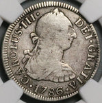 1786-Mo NGC F 12 Mexico 2 Reales Charles III Spain Colony Silver Coin (24071904C)