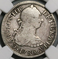 1786-Mo NGC F 12 Mexico 2 Reales Charles III Spain Colony Silver Coin (24071904C)