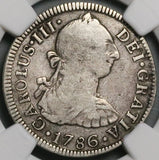 1786-Mo NGC F 12 Mexico 2 Reales Charles III Spain Colony Silver Coin (24071904C)