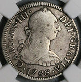 1786-Mo NGC F 12 Mexico 2 Reales Charles III Spain Colony Silver Coin (24071904C)