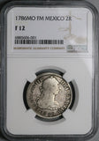1786-Mo NGC F 12 Mexico 2 Reales Charles III Spain Colony Silver Coin (24071904C)