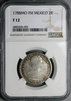 1788-Mo NGC F 12 Mexico 2 Reales Charles III Spain Colony Silver Coin (24071905C)